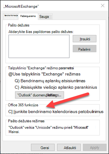 Bendrinamų kalendorių patobulinimai programoje 