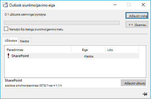 SharePoint stssync klaida
