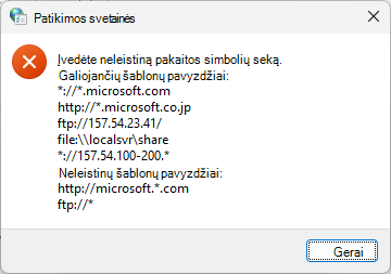 Patikimos svetainės pakaitos simboliai