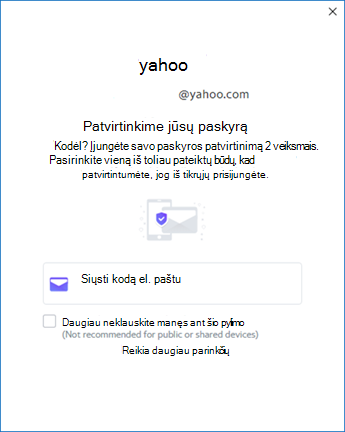 Yahoo Outlook sąrankos ekranas trečias - patvirtinti sąskaitą