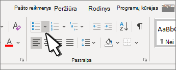 The Bullets down arrow highlighted in the Paragraph group.