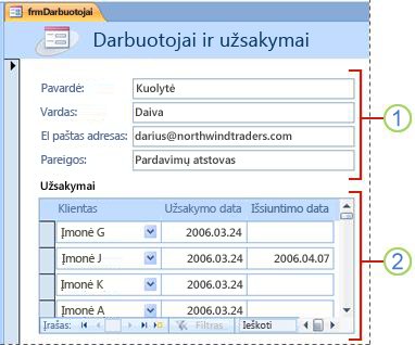 A form that contains a subform
