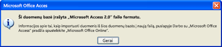 This database was saved in the Microsoft Access 2.0 file format.