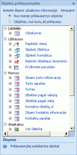 Sritis Objekto priklausomybės