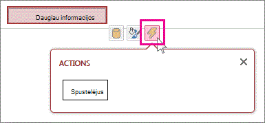 Rodinio komandos mygtuko mygtukas Veiksmai.