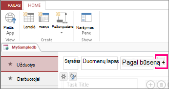Sąrašo rodinio įtraukimas iš „Access“ kliento