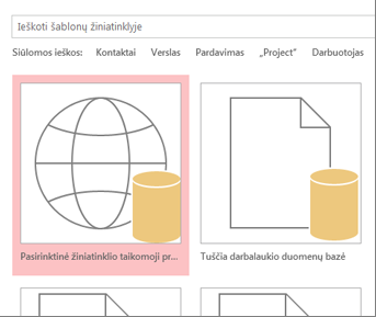 Pasirinktinės žiniatinklio taikomosios programos mygtukas paleisties ekrane.