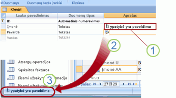A propagated Description property setting displayed on the status bar