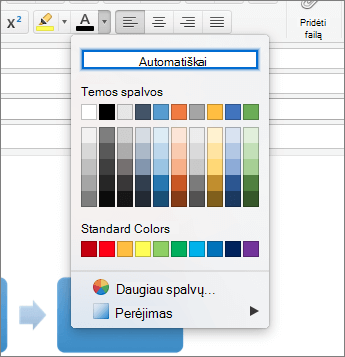 Automatinės šriftų spalvos nustatymas programoje 