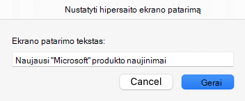 Hipersaito ekrano patarimas programoje 