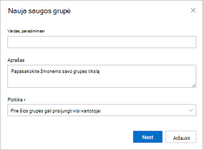 Kuriama saugos grupė