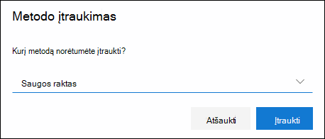 Laukas Įtraukti metodą, kuriame pasirinktas saugos raktas