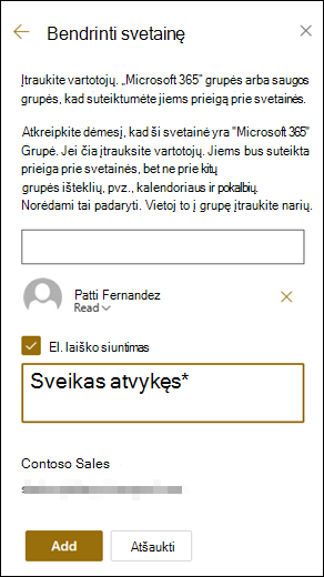 Svetainės bendrinimo skydo peržiūros versija.