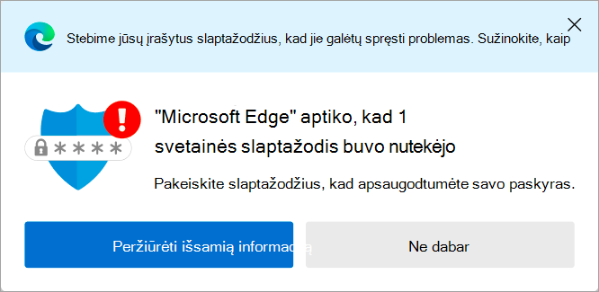 Įspėjimas dėl nutekinto slaptažodžio