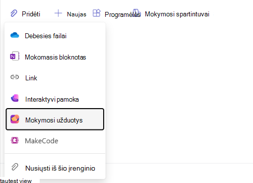 Mokymosi veiklų naršymo ekrano kopija.
