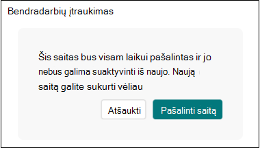 Pašalinti bendradarbiavimo saitą 