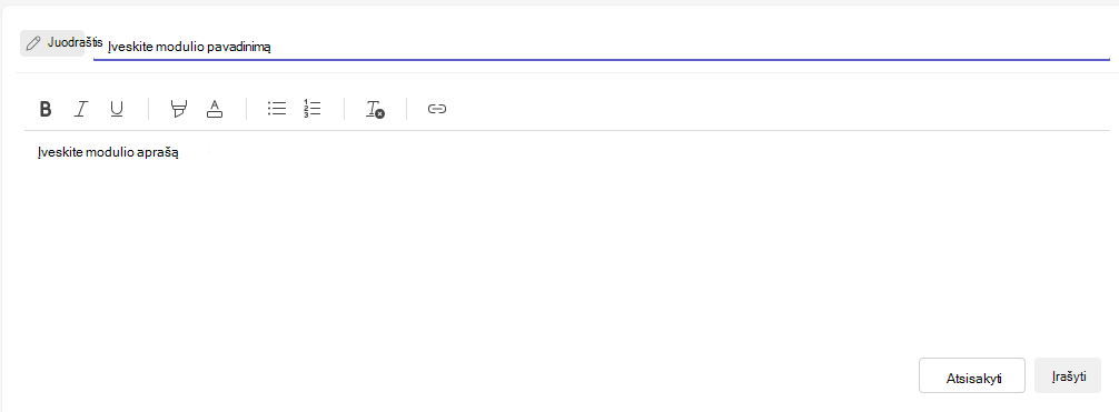 Aprašo lauko ekrano nuotrauka.
