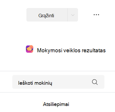 Mokymosi veiklos rezultatų ekrano kopija.