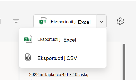 Eksportavimo ekrano kopija.