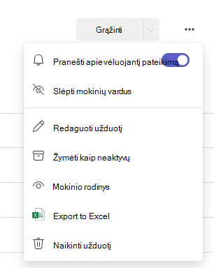 parinkčių dialogo langas