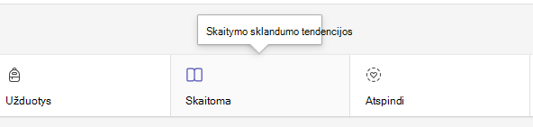 Ekrano kopija, kurioje rodomas skaitymo skirtukas.