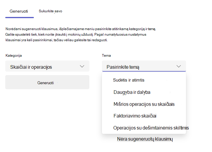 Skirtuko Generuoti ekrano kopija.