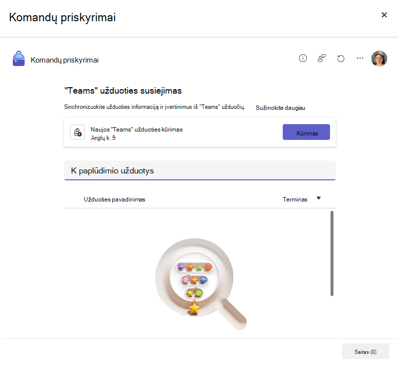 Susietos užduotys programoje 