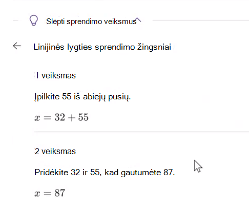 Sprendimo veiksmai