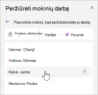 Pavadinimų rūšiavimo ekrano nuotrauka.