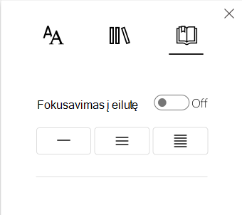 Fokusavimo į eilutę ekrano nuotrauka.