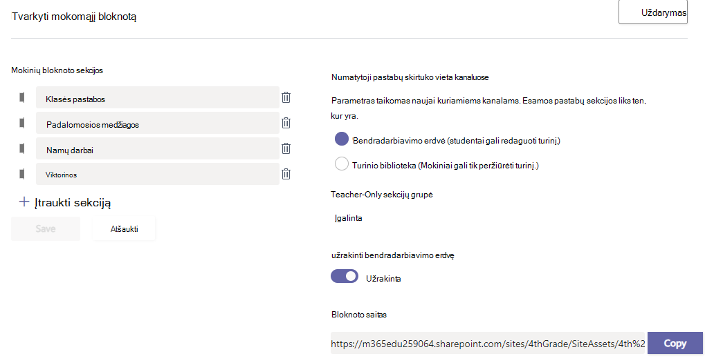 valdyti bloknotą