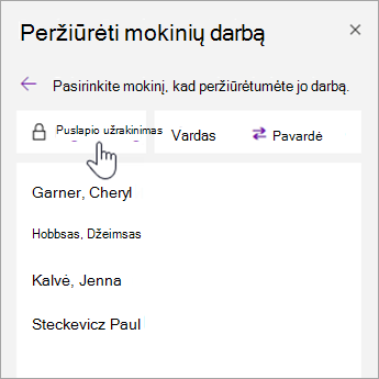 Pasirinkite Puslapio užrakinimas.