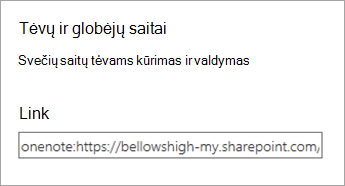Pirminių ir globėjų saitų hipersaitas bloknotų tvarkyme.
