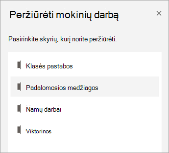 Pasirinkite skyrių, kurį norite peržiūrėti.