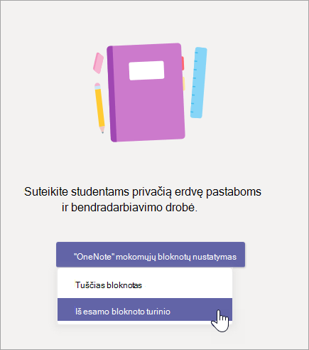 Sukurkite mokomąjį bloknotą iš esamo bloknoto turinio.