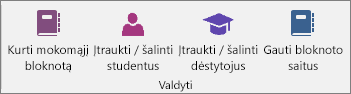 Skirtuko Mokomasis bloknotas grupė Valdyti.