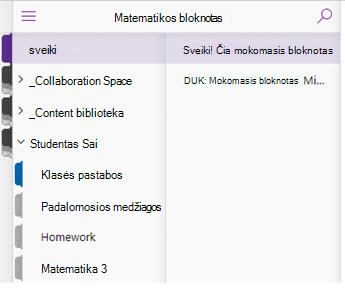 Sveikinimas, bendradarbiavimo erdvė ir turinio biblioteka