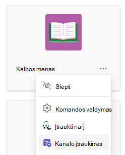 Ekrano kopija, kurioje rodomas kanalo įtraukimas.