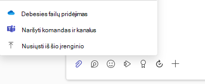 Ekrano nuotrauka, kurioje rodomas failo priedo parinkčių meniu.