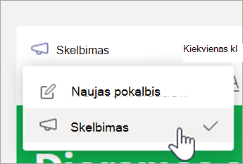 Ekrano kopija, kurioje rodomas Pasirinkti pranešimą.