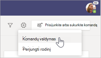 Pasirinkite Valdyti komandas.