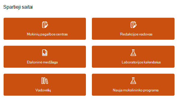 Sparčiųjų saitų ekrano nuotrauka.