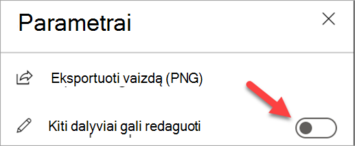 Ekrano kopija, kurioje rodomas parametrų skydas su išjungtu perjungikliu 