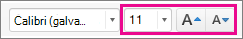 Change the font size on the Home tab