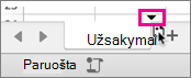 When you drag a sheet, a small black arrow indicates where the sheet will be moved to