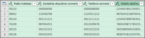 Gauti & transformuoti > Duomenų konvertavimas į tekstą