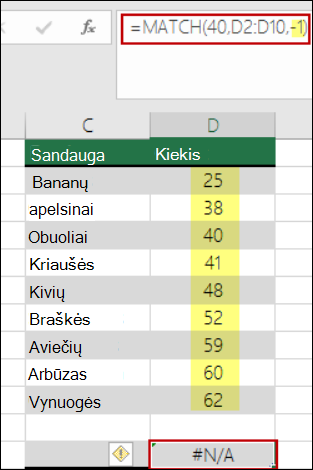 Excel Match funkcija