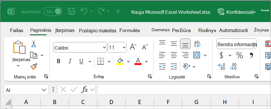 Naujas „Excel“ failas
