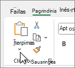 Paste button down arrow