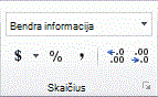 „Excel“ juostelės vaizdas